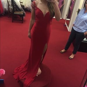 Red beaded sparkly formal dress